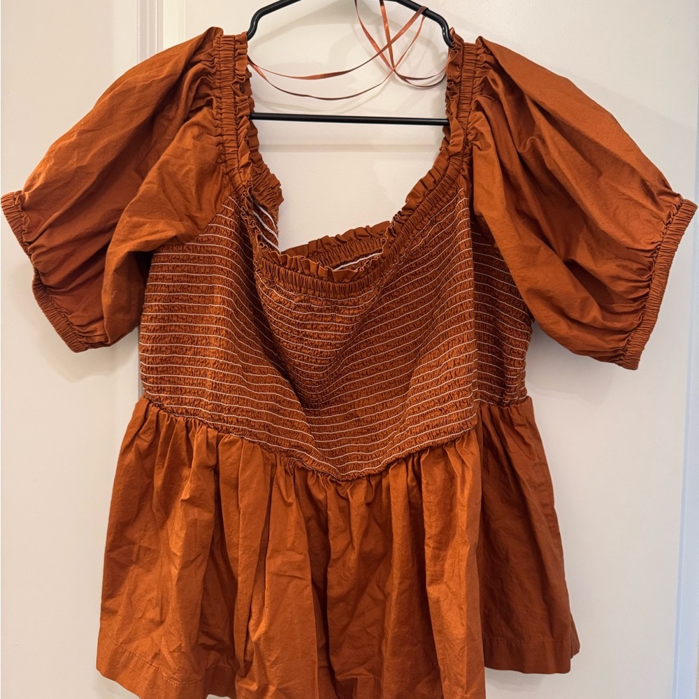 Rust Smocked Women's Top